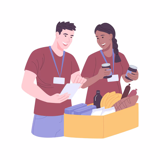 Volunteer distributing meals